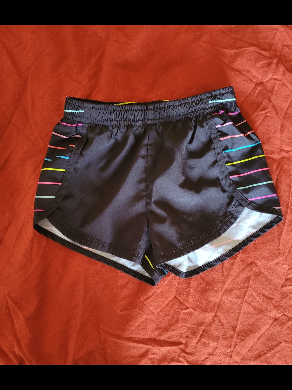 Nike Toddler Size 3T Black Athletic Running Shorts with Neon Stripe Detail
